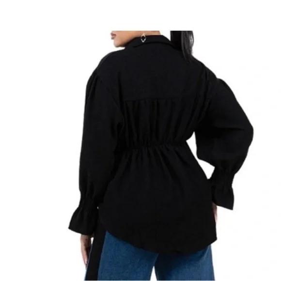 NWOT Colorblock Western Denim Jacket with Ruffles Sz L - Picture 2 of 2